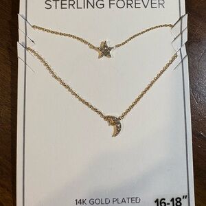 Gold Star and Moon Necklace Set